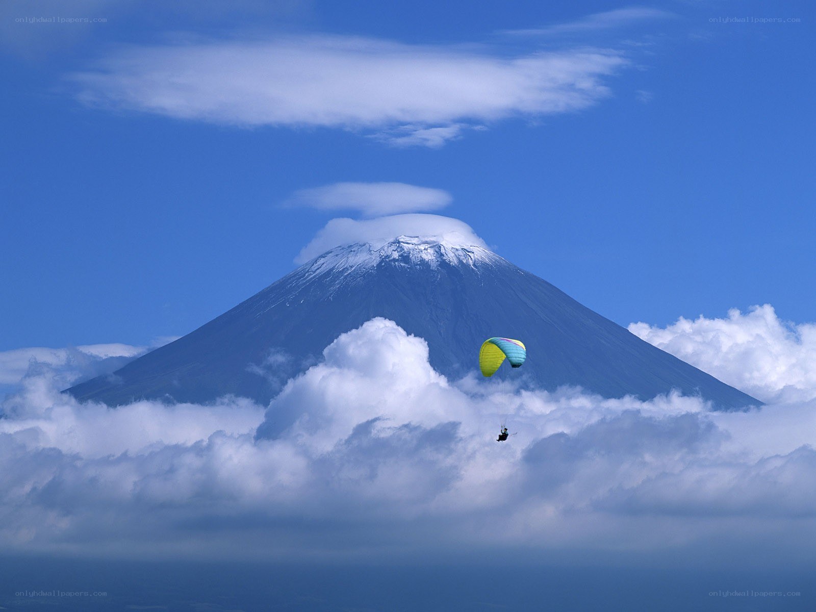 Paraglider over Mount Fuji