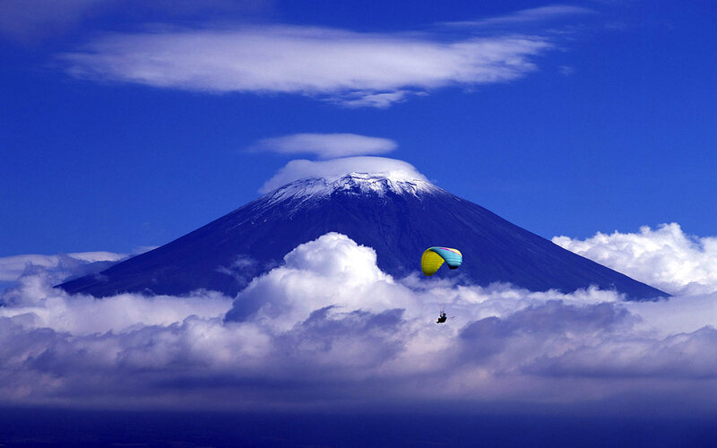 Paraglider over Mount Fuji