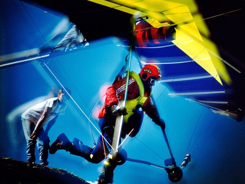 Paraglider preparing for flight