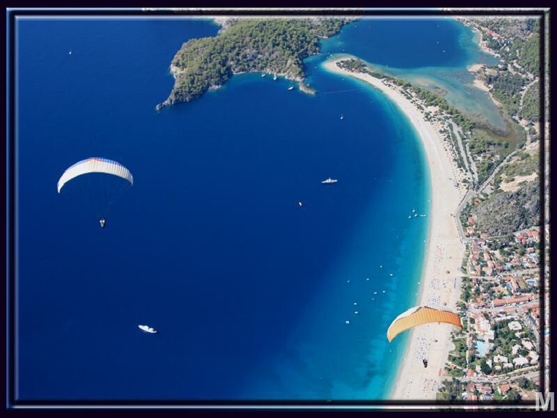 Paragliders over Beach