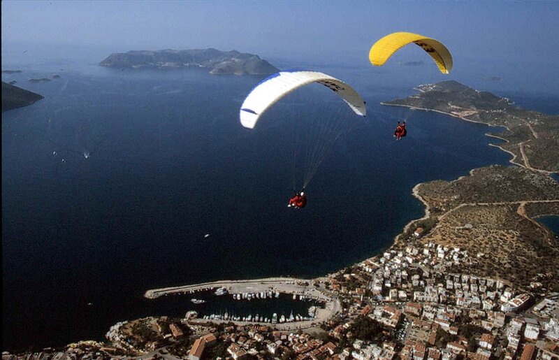 Paragliders over Sea