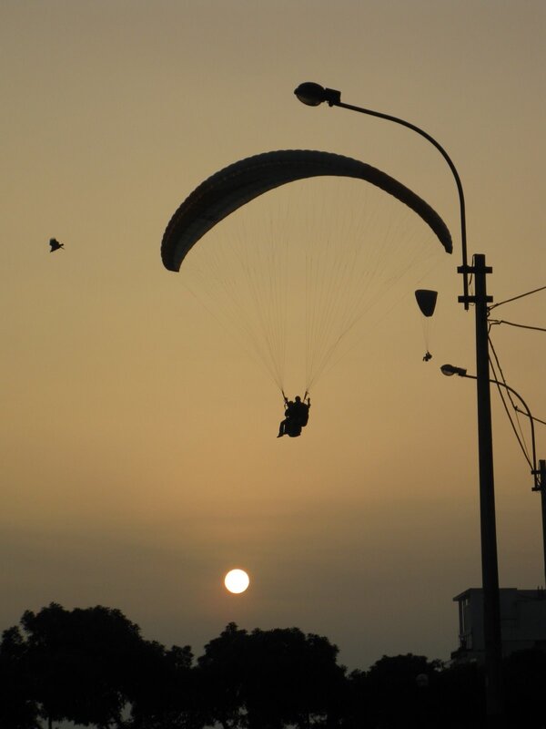 Paragliding at sunset