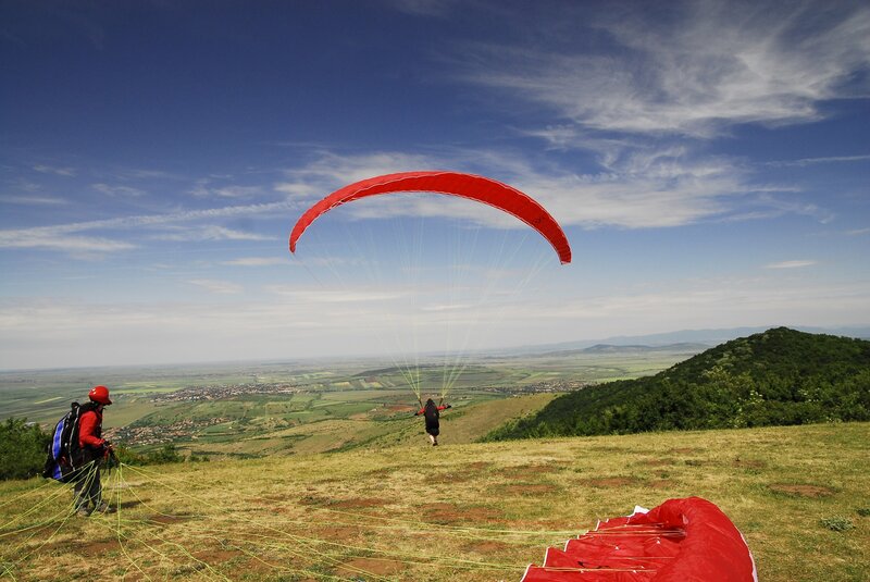 Paragliding on a sunny day