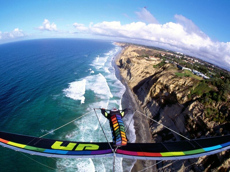 Paragliding over coastal cliffs