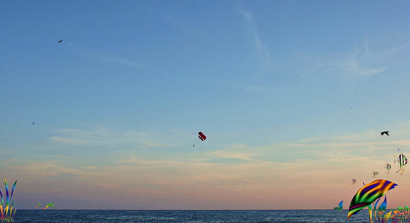 Parasail over Ocean — Blue, Serene