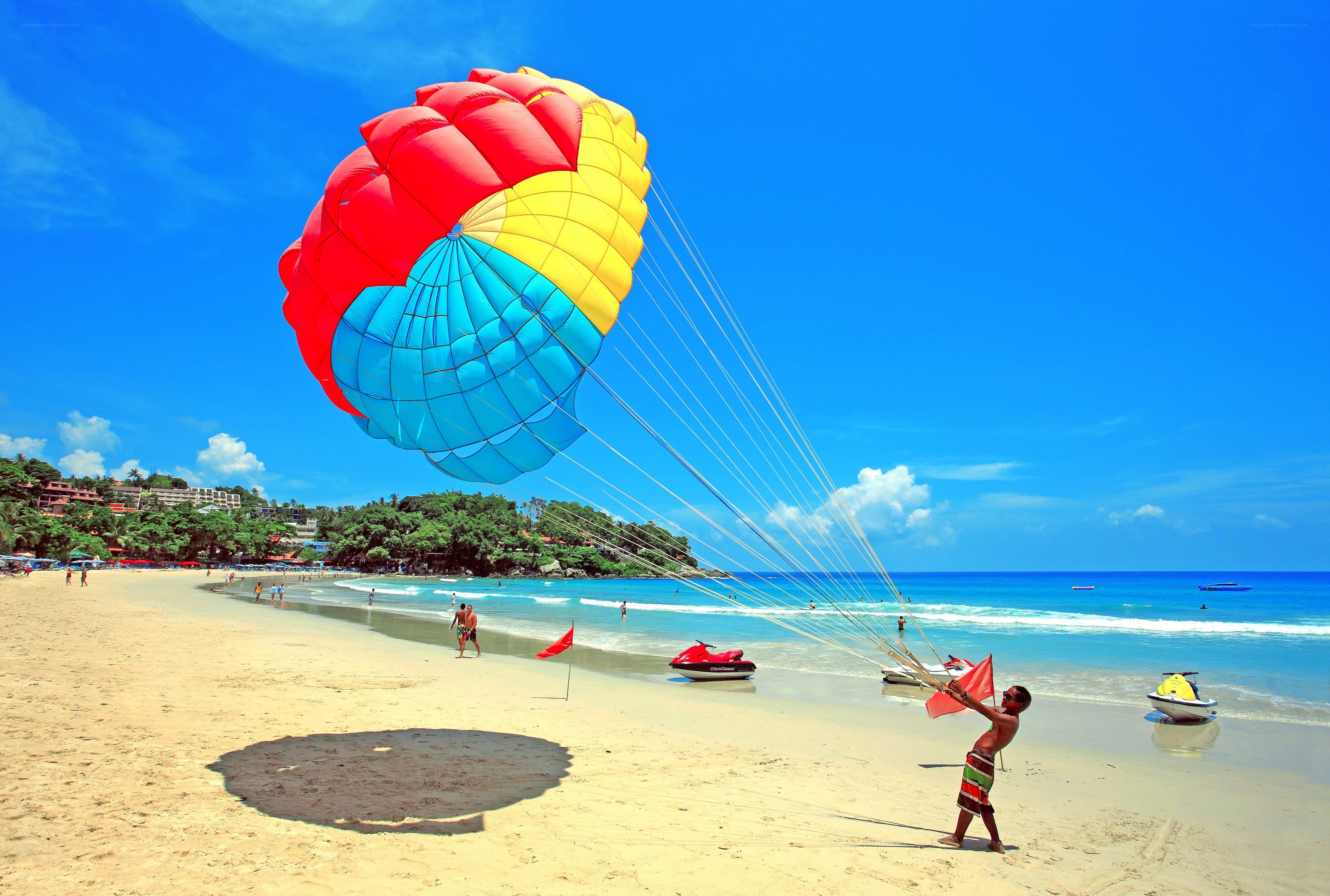 Parasailing at a tropical beach