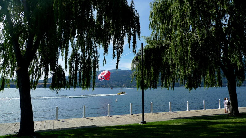Parasailing over a lake