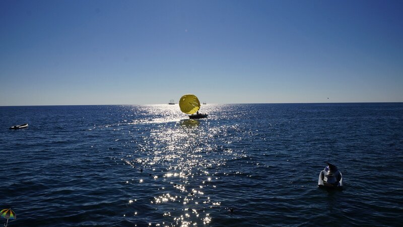 Parasailing over Ocean — Blue, Serene