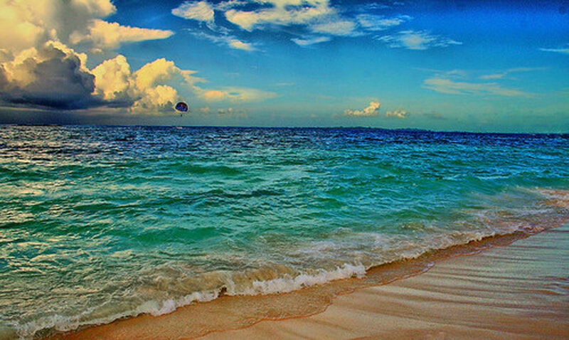 Parasailing over Ocean — Blue
