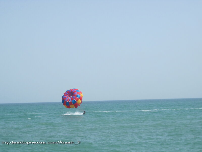 Parasailing over the ocean