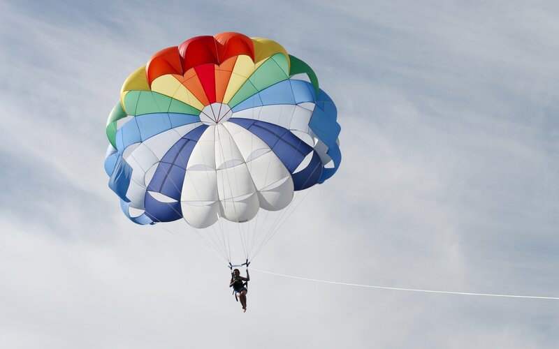Parasailing over the ocean
