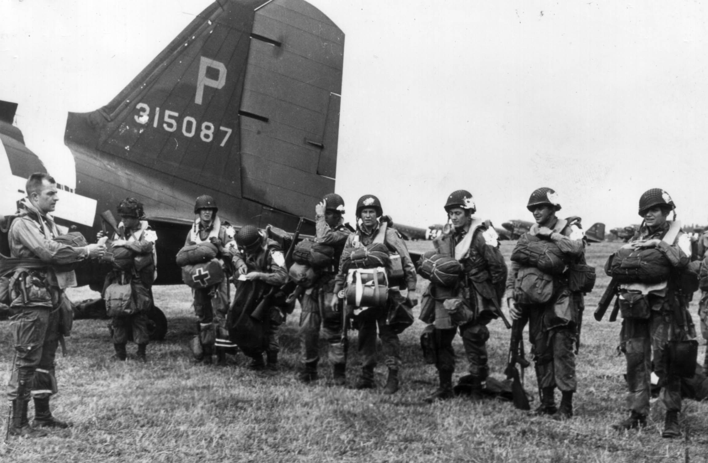 Paratroopers preparing for drop