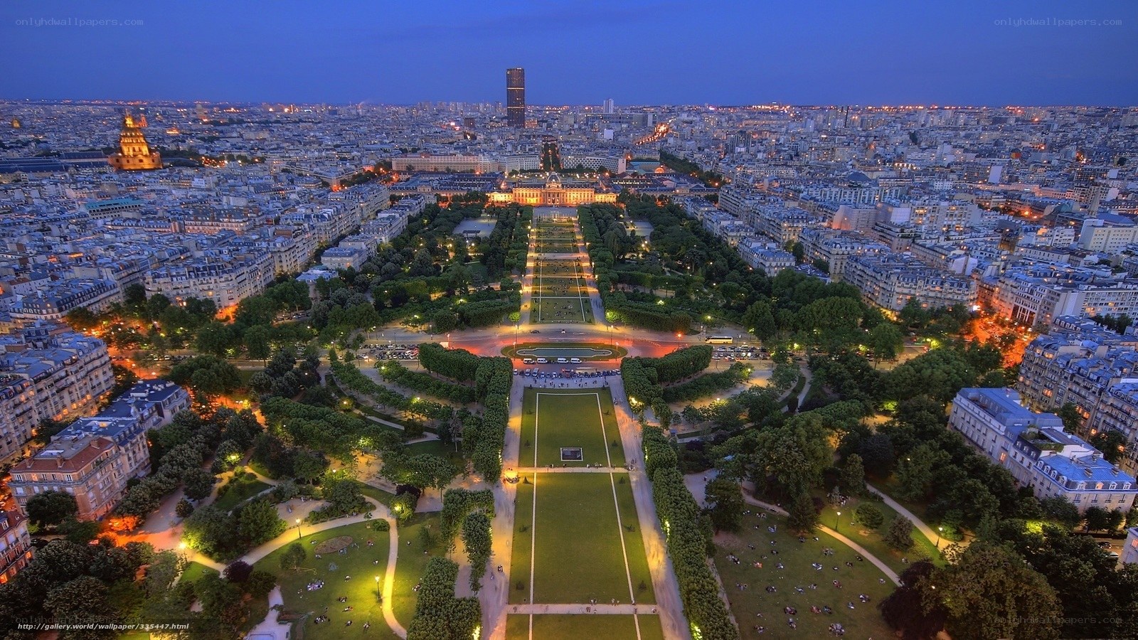 Paris at dusk from above