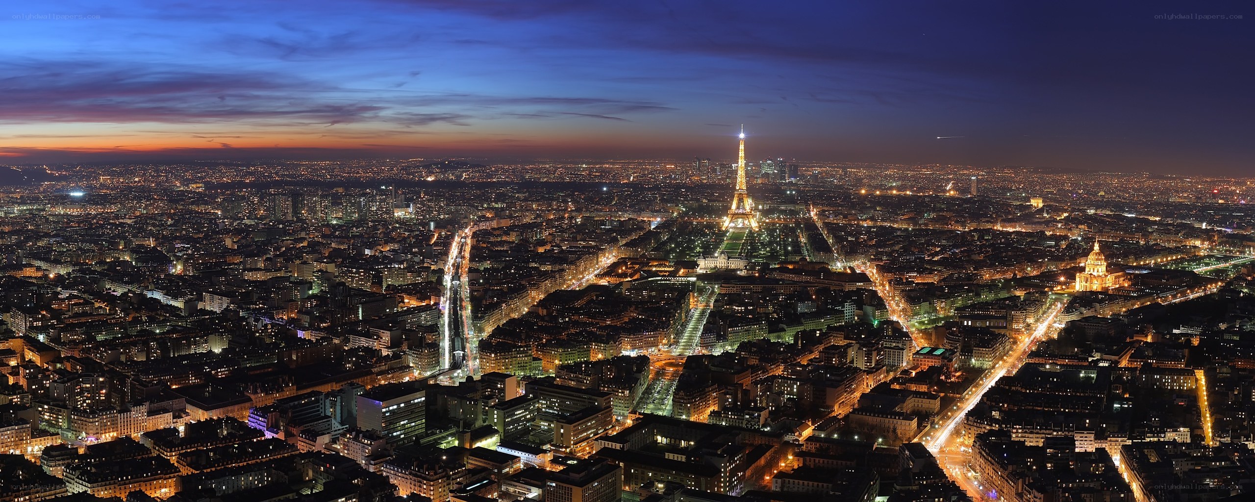Paris at dusk with Eiffel Tower