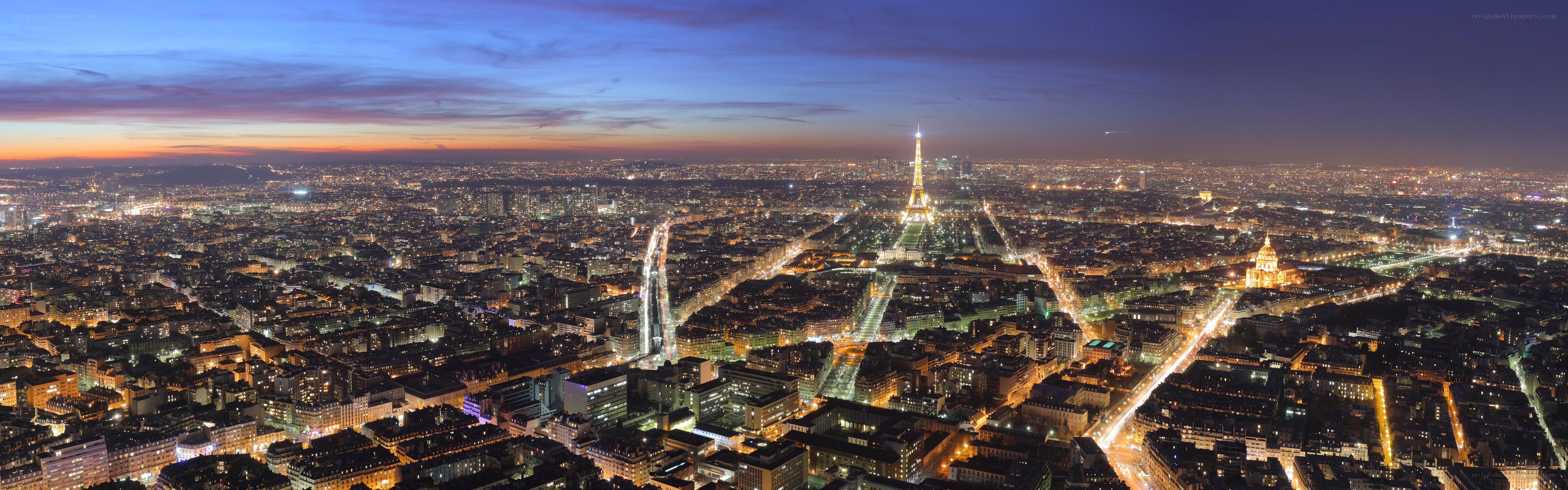 Paris at dusk with Eiffel Tower