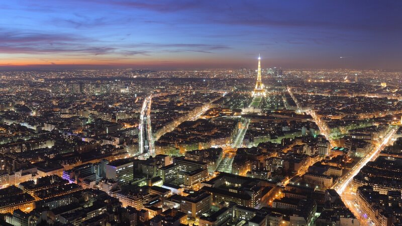 Paris at dusk with Eiffel Tower