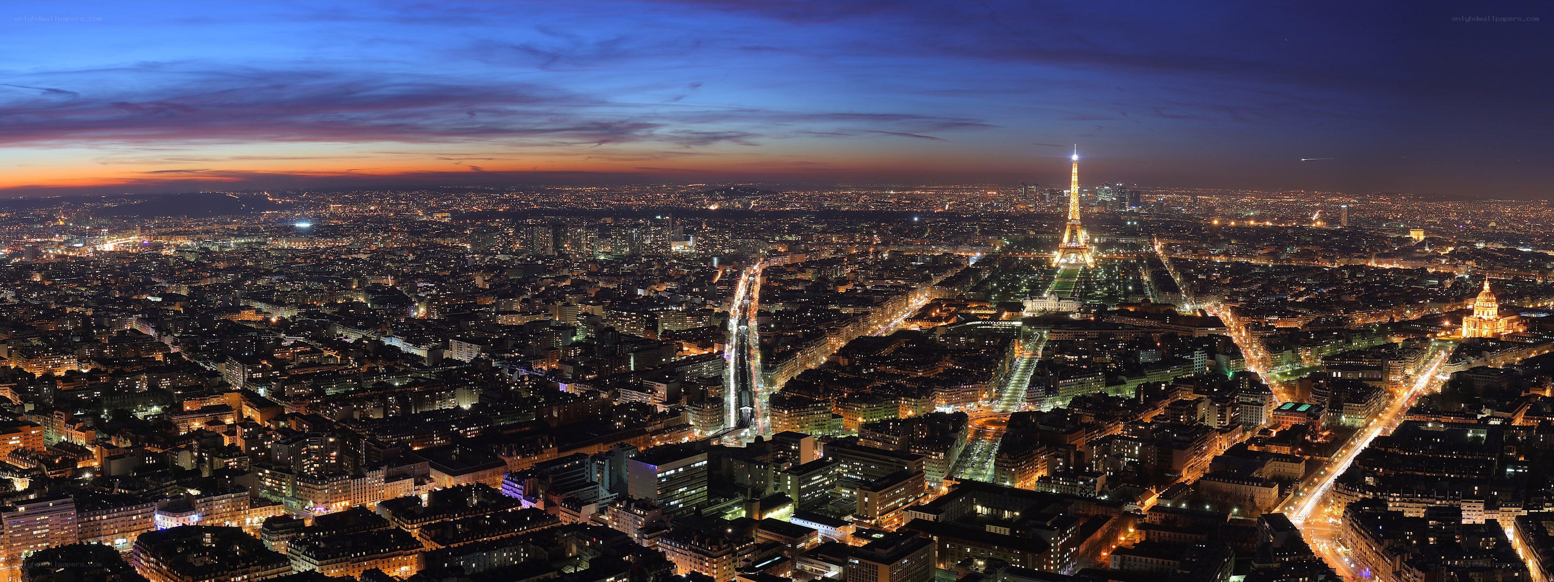 Paris at dusk with Eiffel Tower
