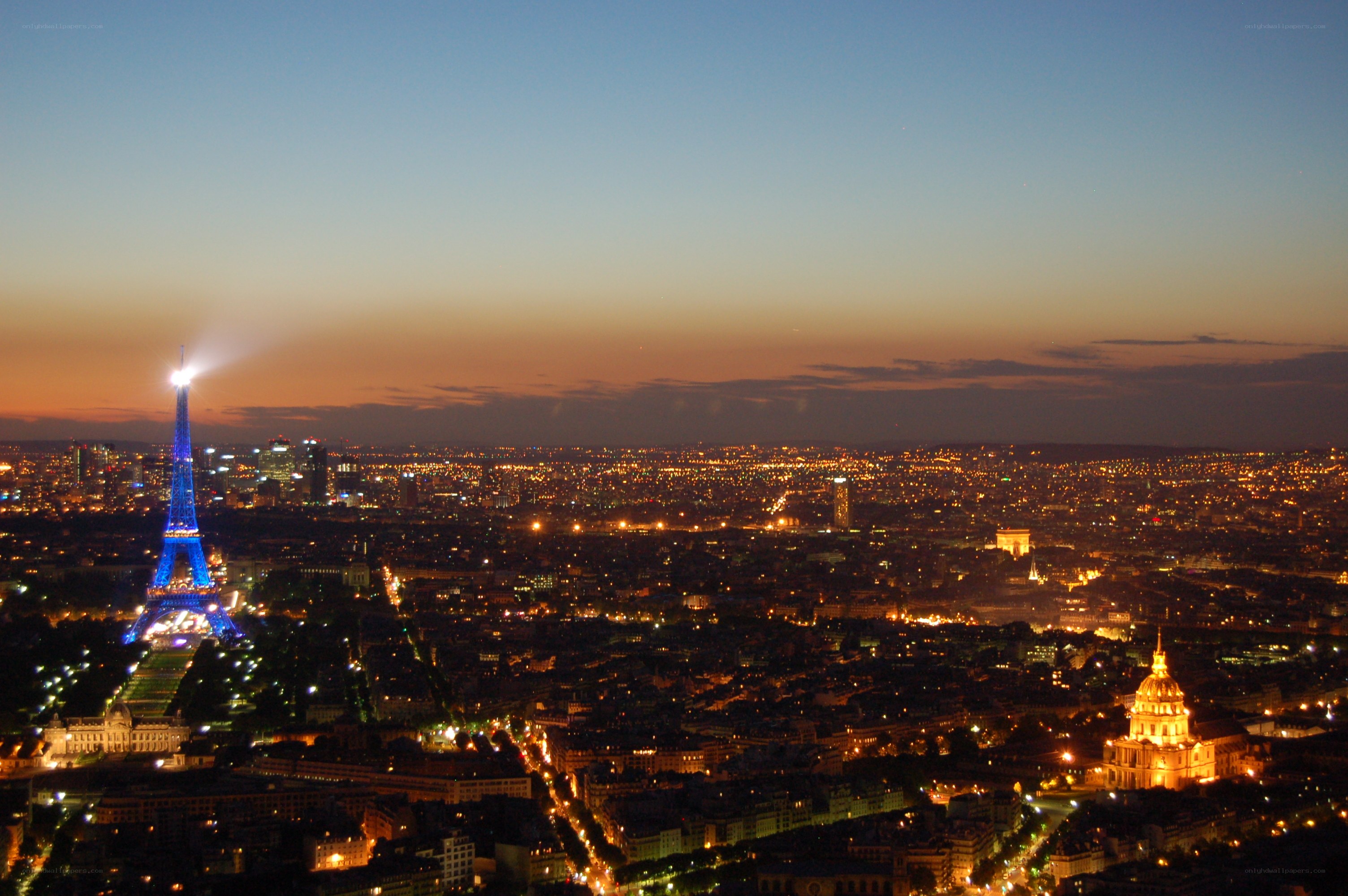 Paris at dusk with Eiffel Tower