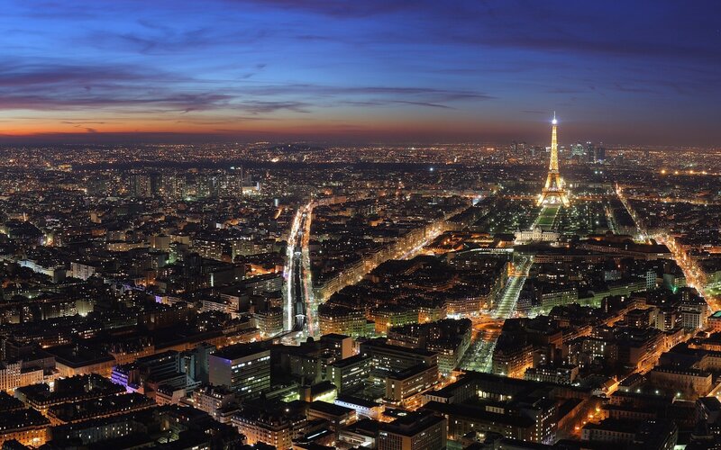Paris at dusk with Eiffel Tower