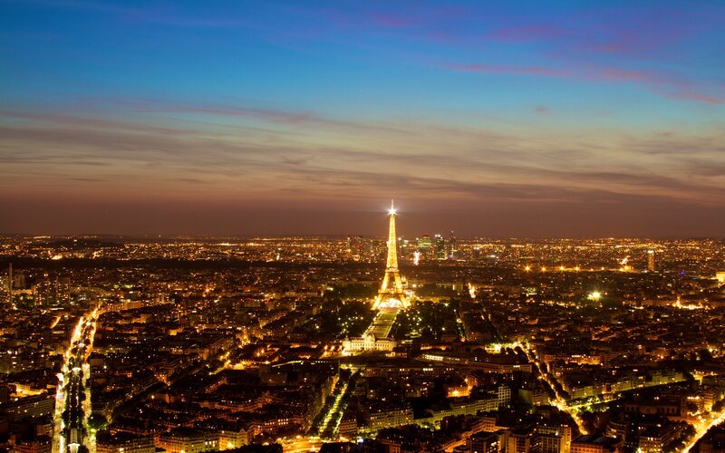 Paris at dusk with Eiffel Tower