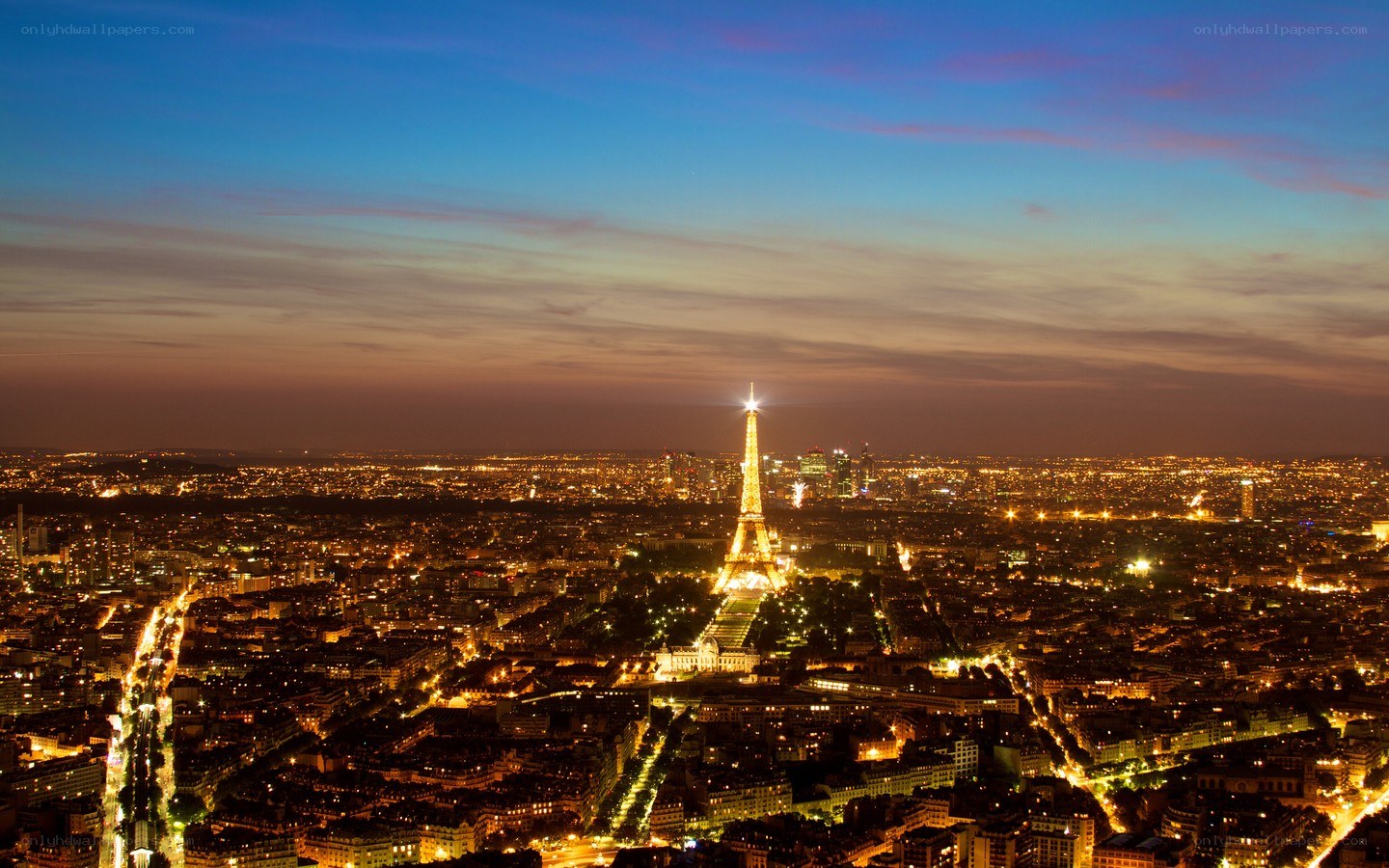 Paris at dusk with Eiffel Tower