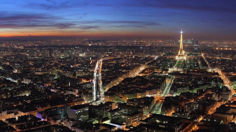 Paris at dusk with Eiffel Tower