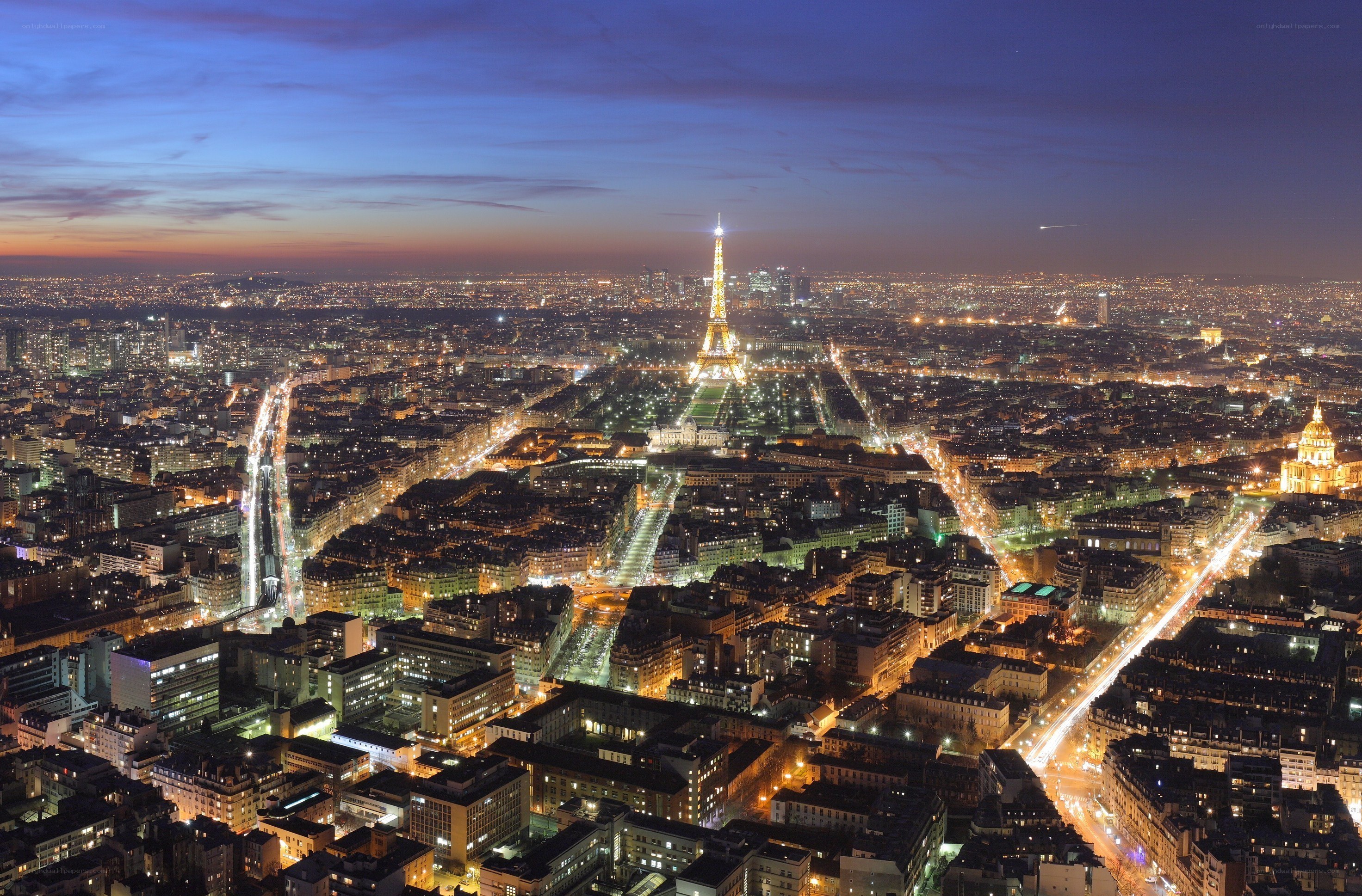 Paris at dusk with Eiffel Tower