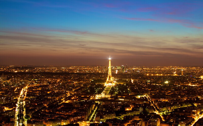 Paris at dusk with Eiffel Tower