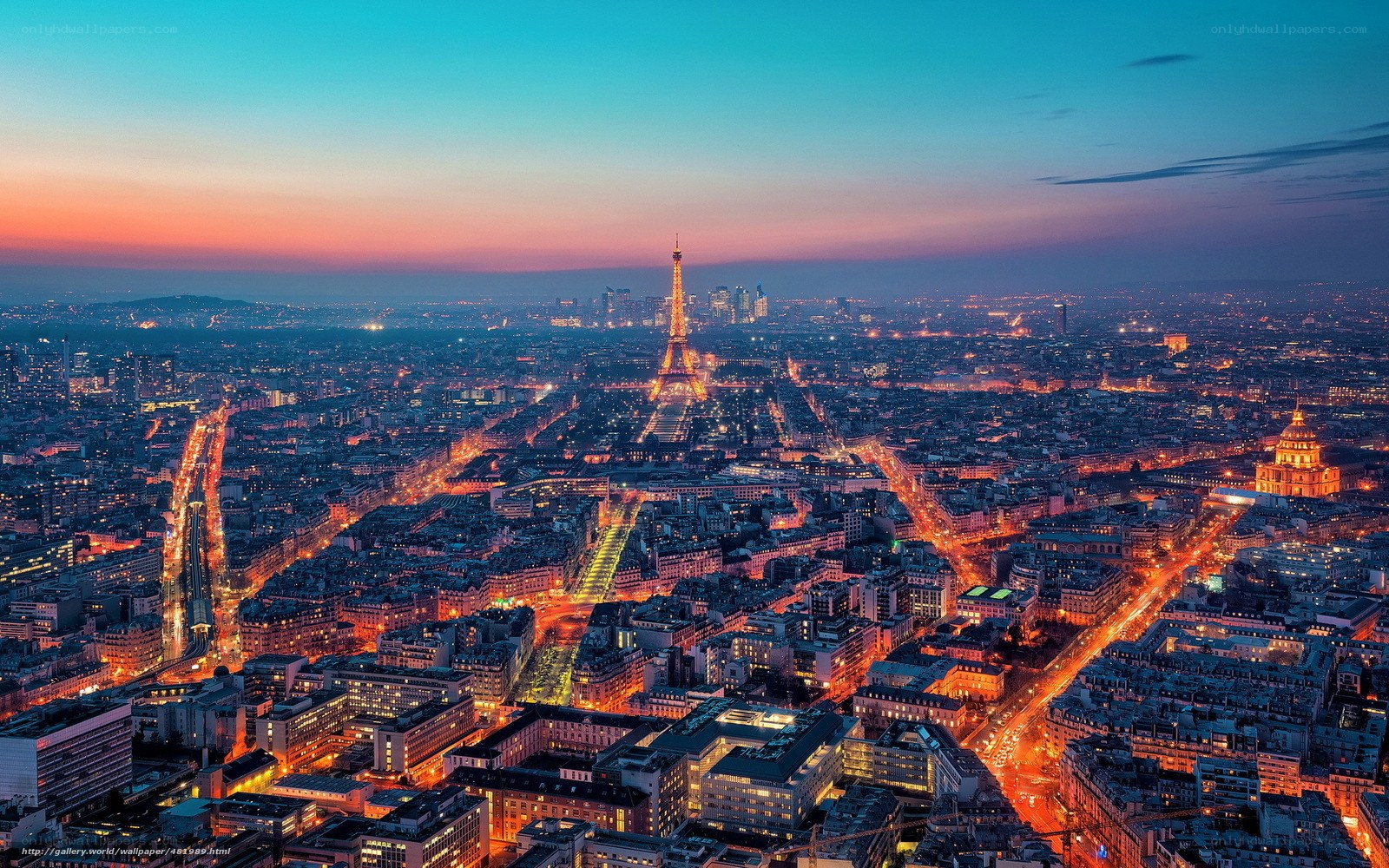 Paris at dusk with Eiffel Tower