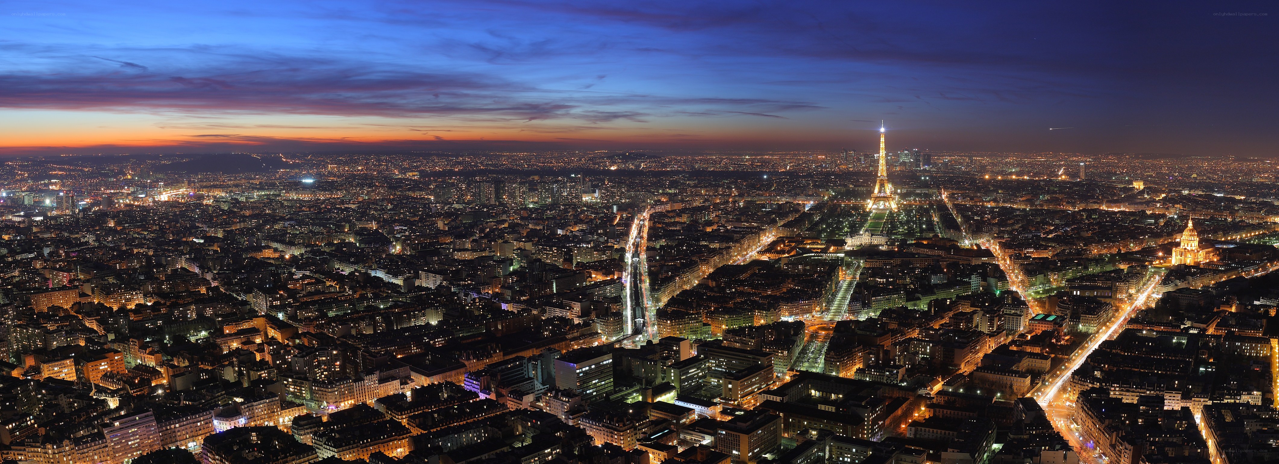 Paris at dusk with Eiffel Tower