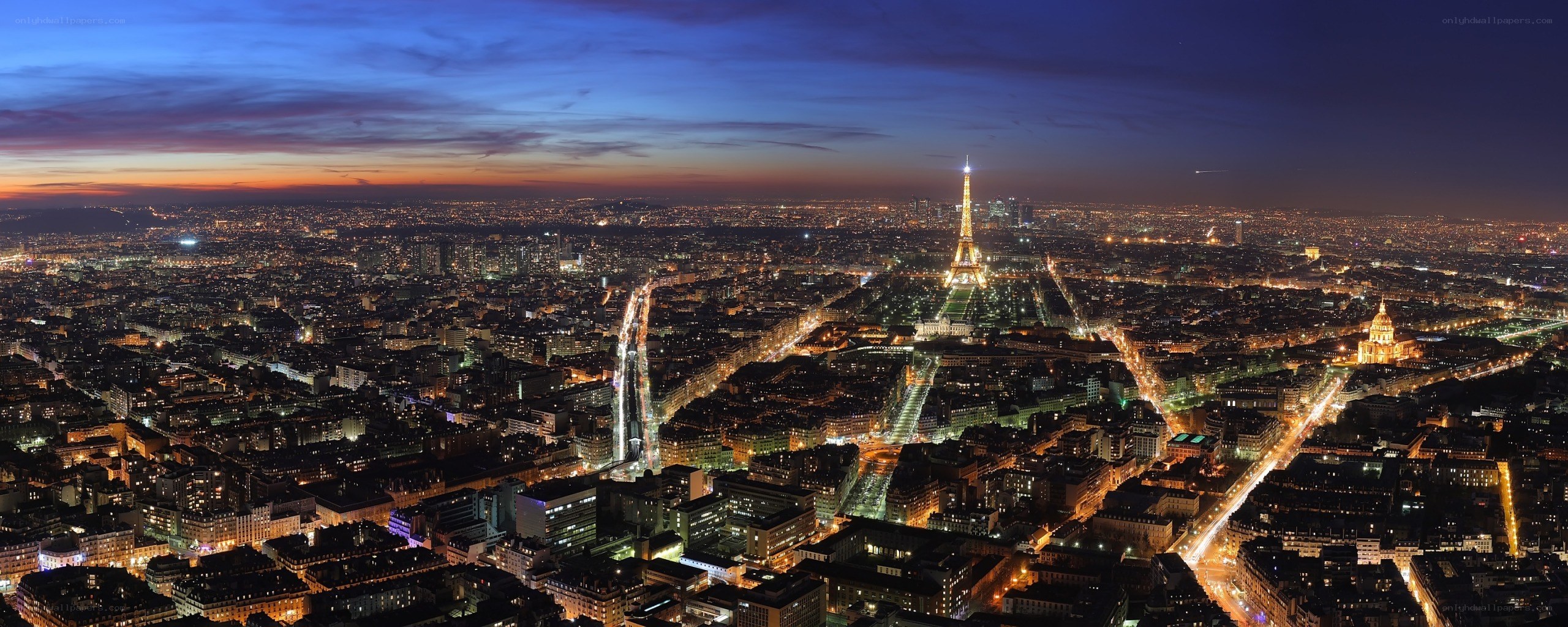 Paris at dusk with Eiffel Tower