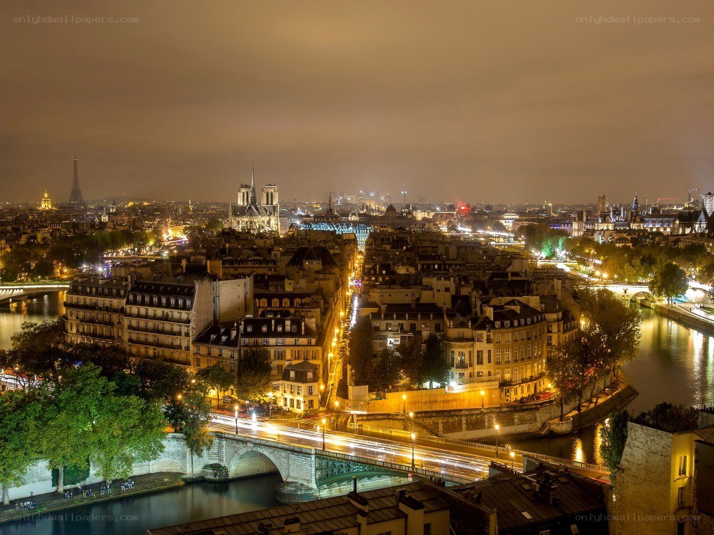 Paris at night from a high vantage