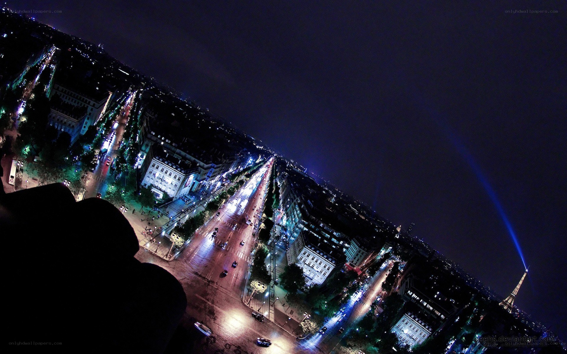 Paris at night from a high vantage