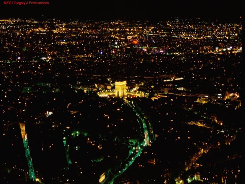 Paris at night with Arc de Triomphe