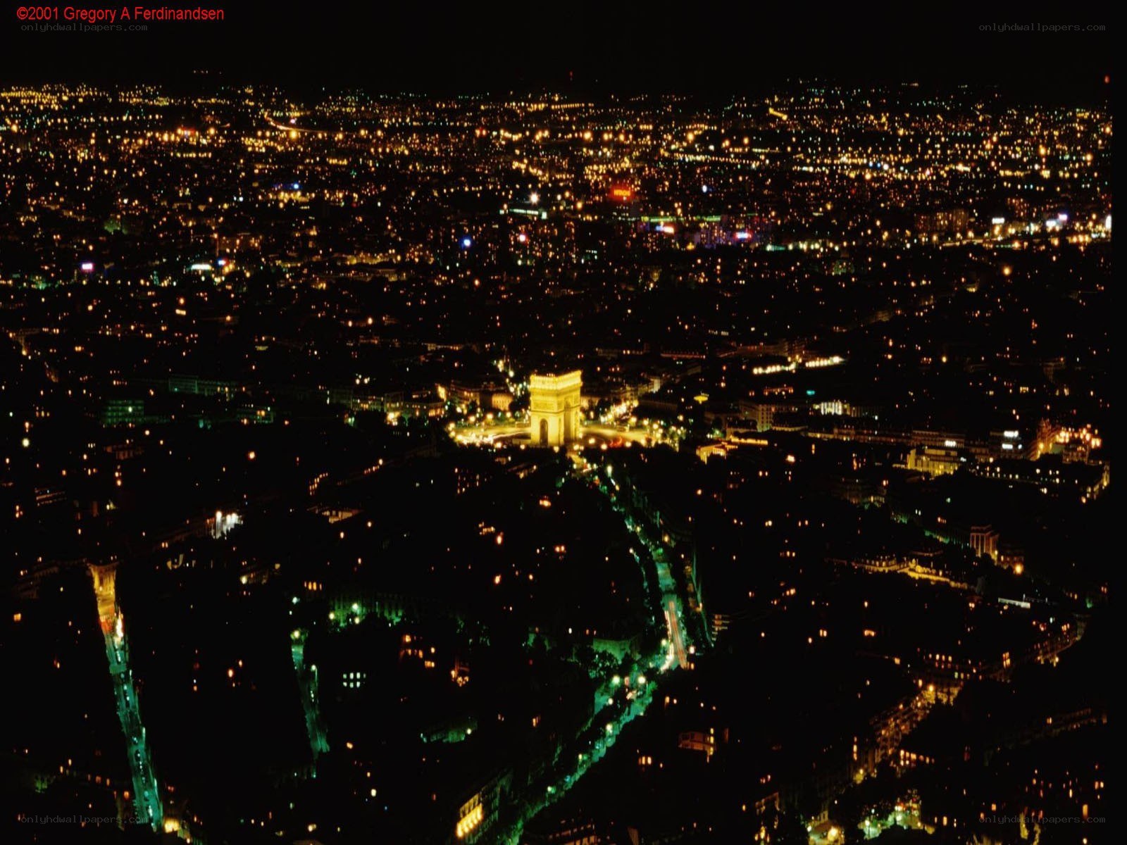 Paris at night with Arc de Triomphe