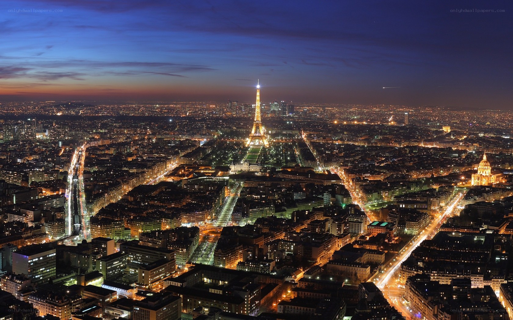 Paris at night with Eiffel Tower
