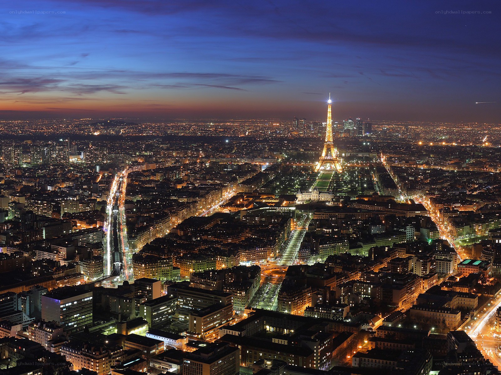 Paris at night with Eiffel Tower