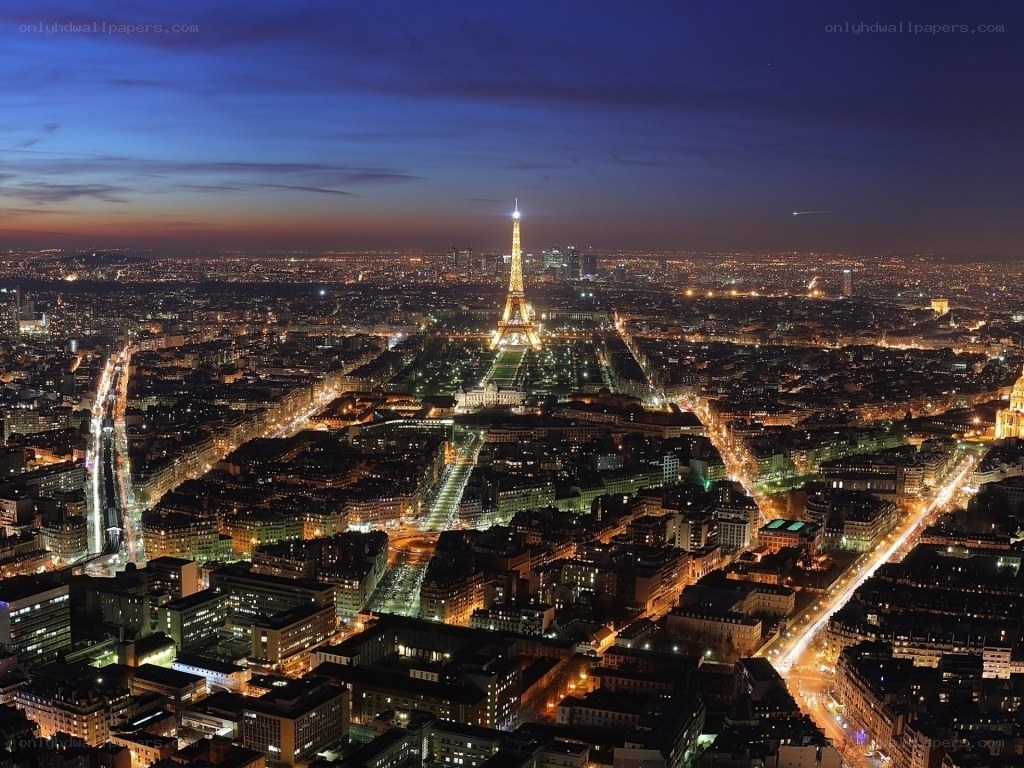 Paris at night with Eiffel Tower