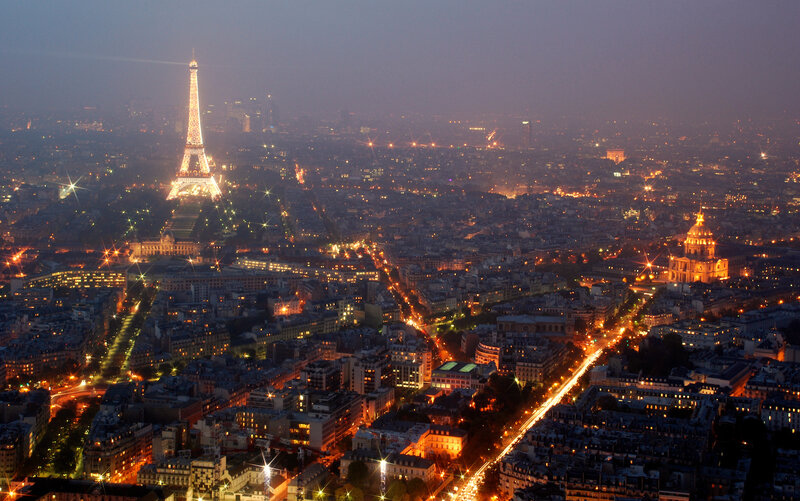 Paris at night with Eiffel Tower