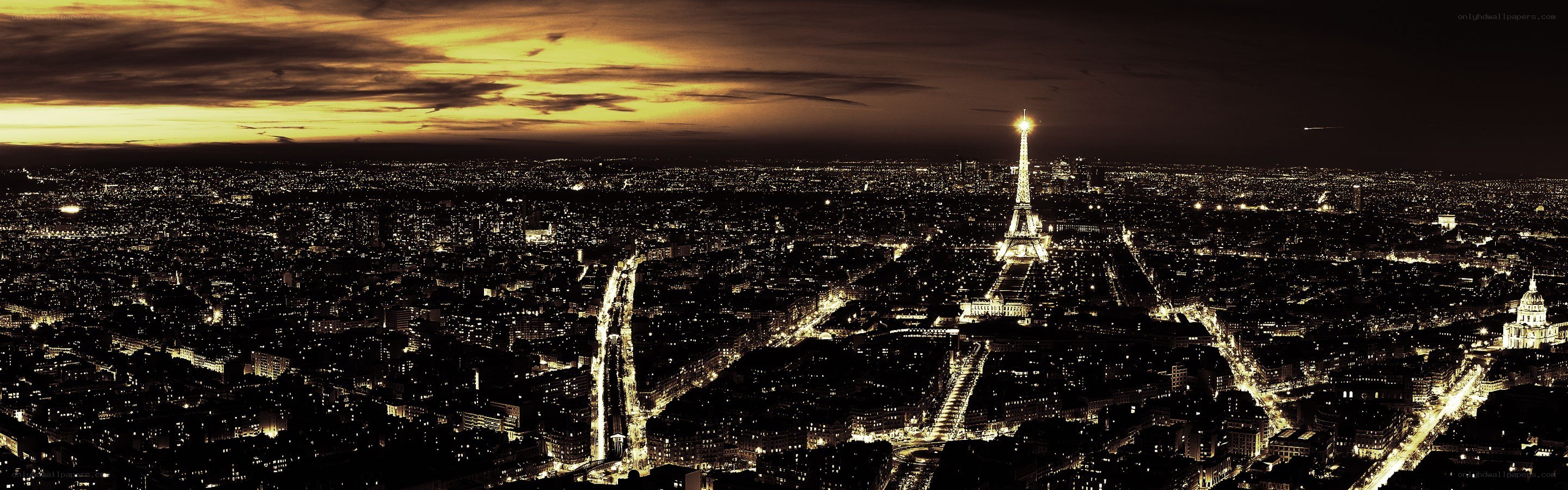 Paris at night with Eiffel Tower