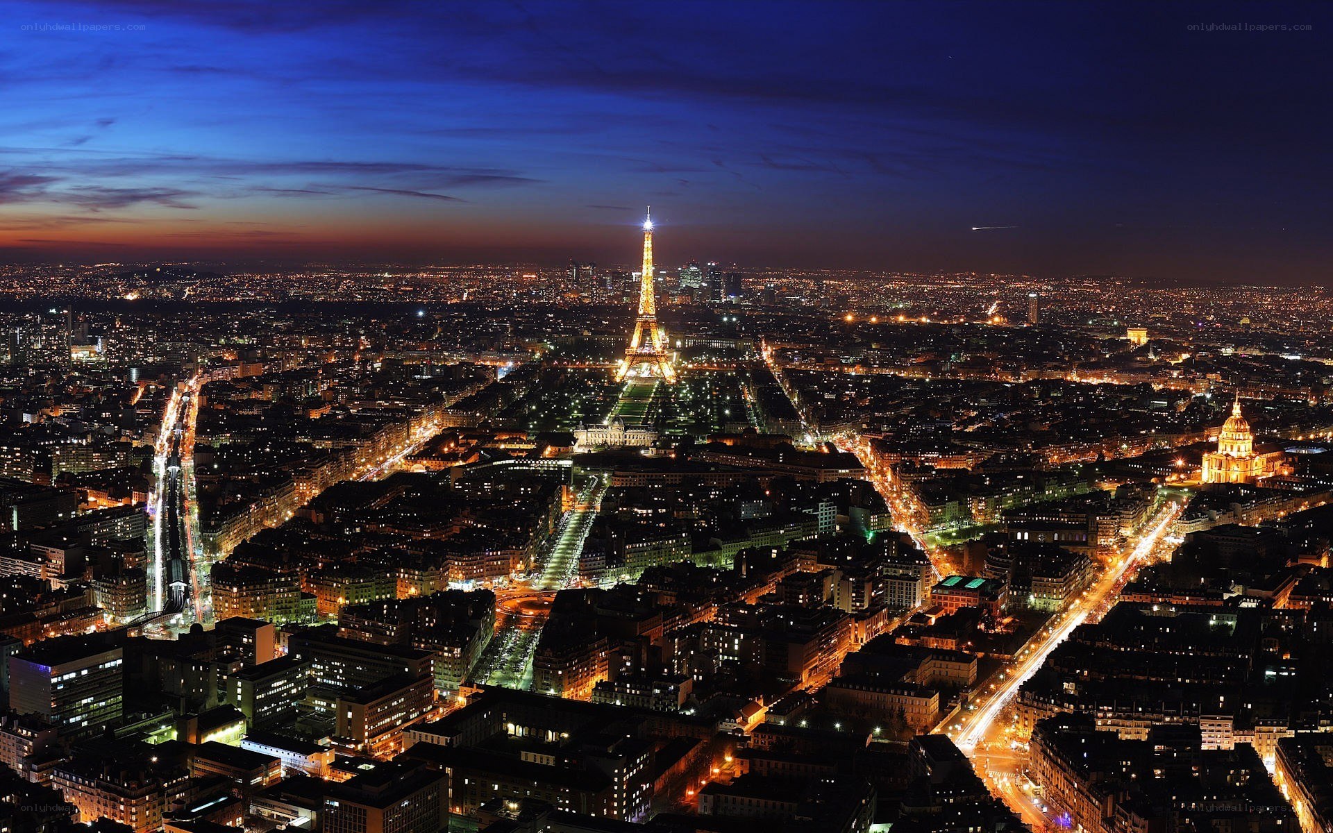 Paris at night with Eiffel Tower