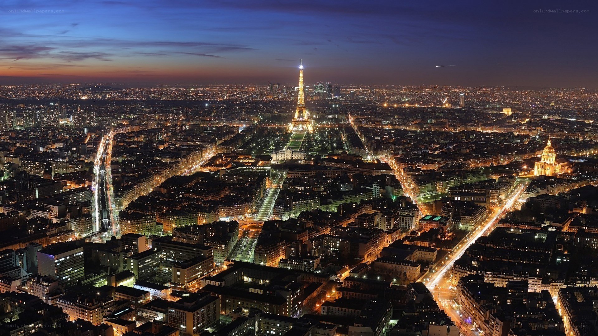 Paris at night with Eiffel Tower