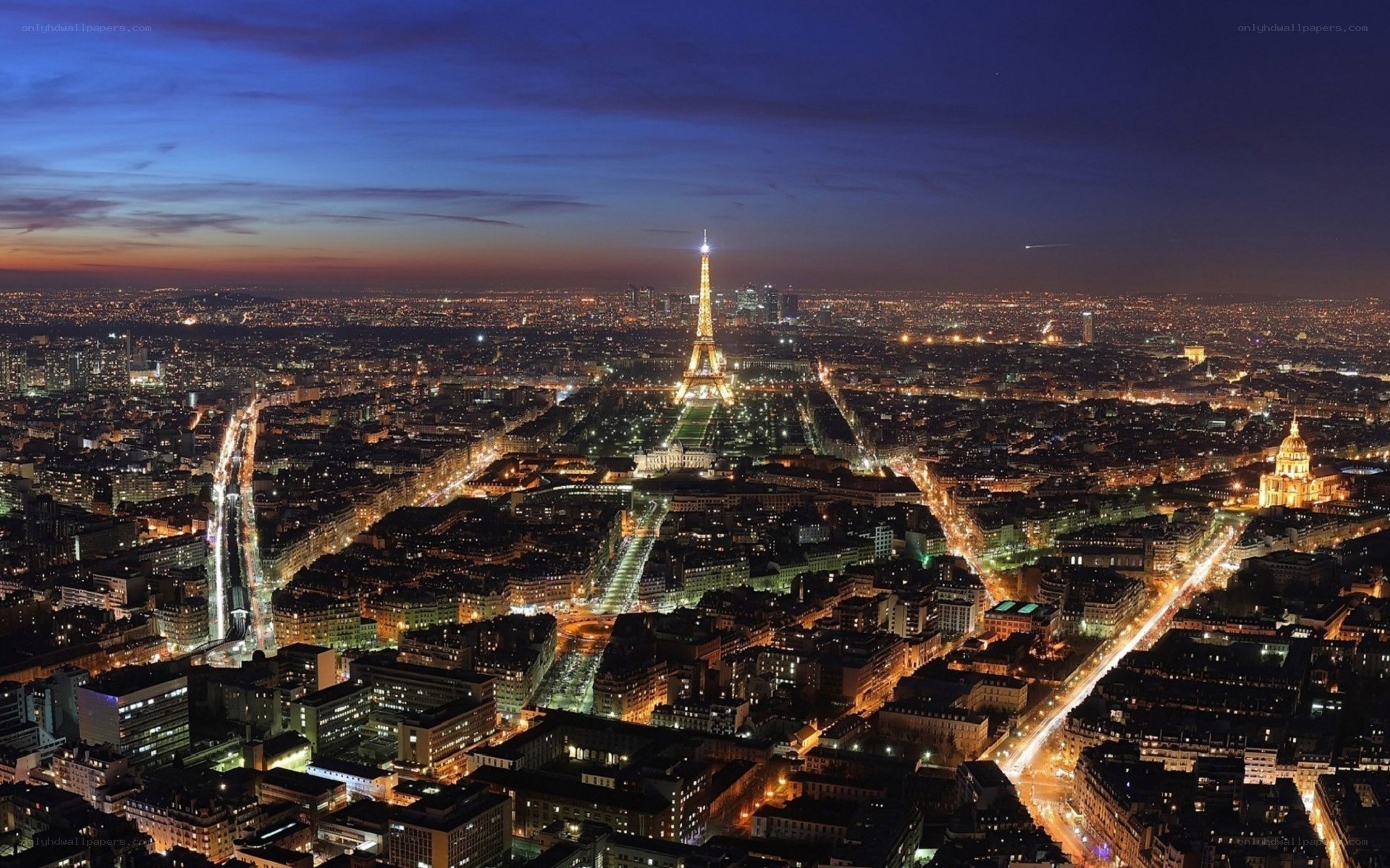 Paris at night with Eiffel Tower