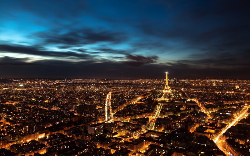 Paris at night with Eiffel Tower