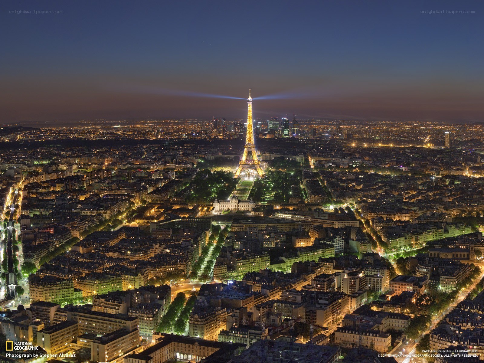 Paris at night with Eiffel Tower