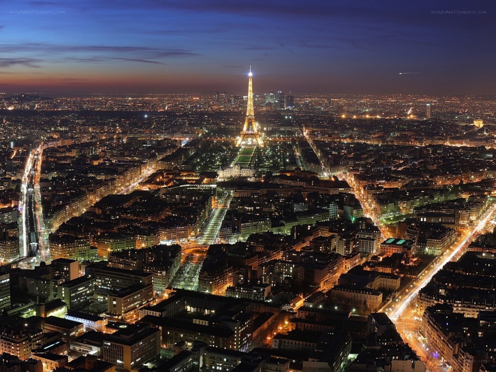 Paris at night with Eiffel Tower