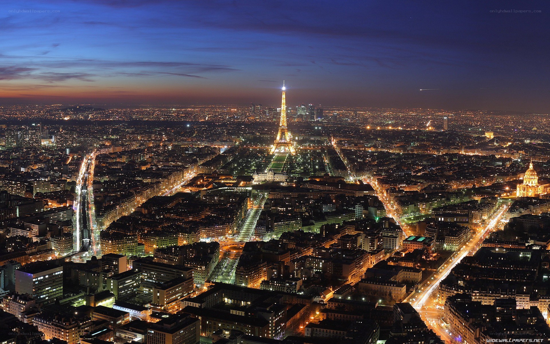 Paris at night with Eiffel Tower