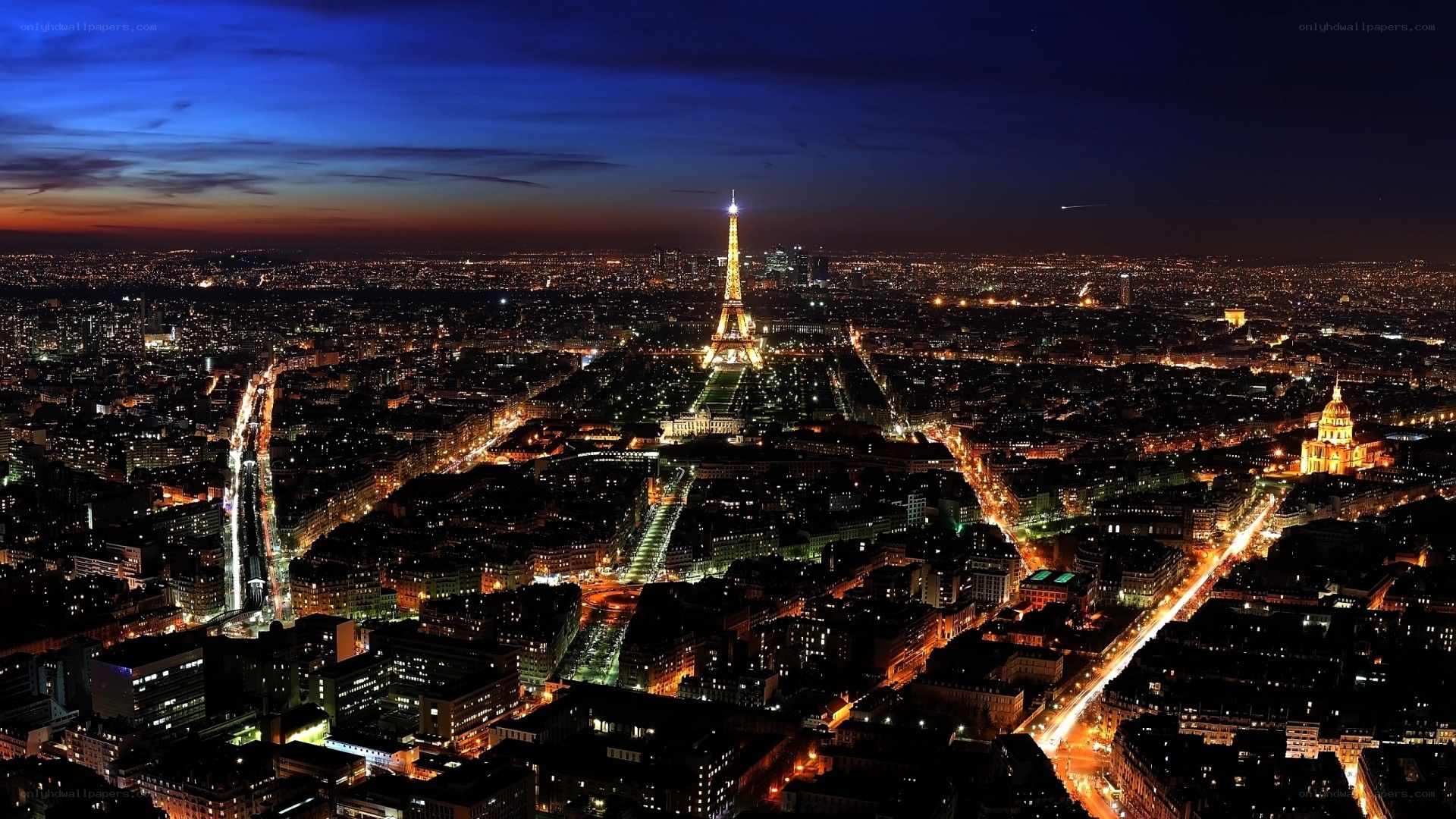 Paris at night with Eiffel Tower