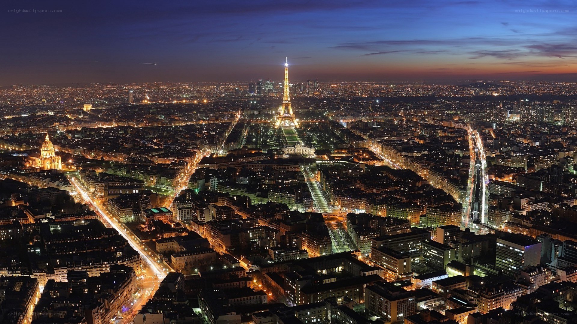 Paris at night with Eiffel Tower