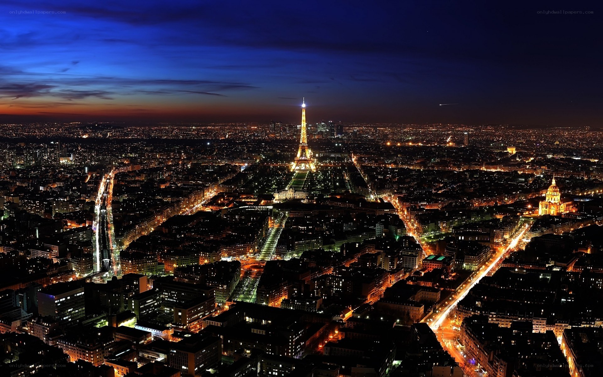 Paris at night with Eiffel Tower